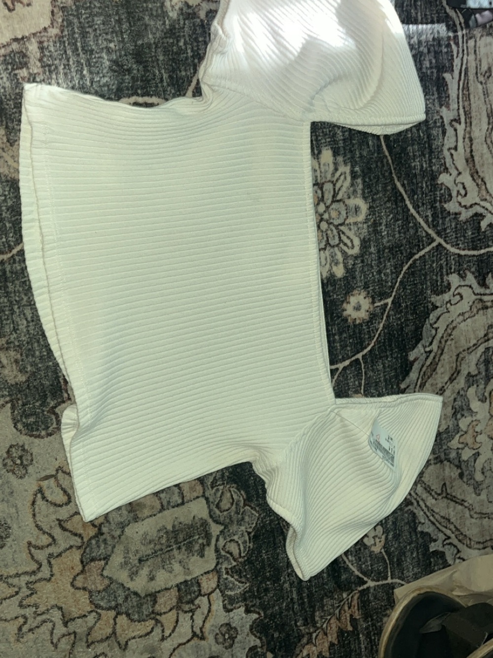 H&M White Ribbed Crop Top